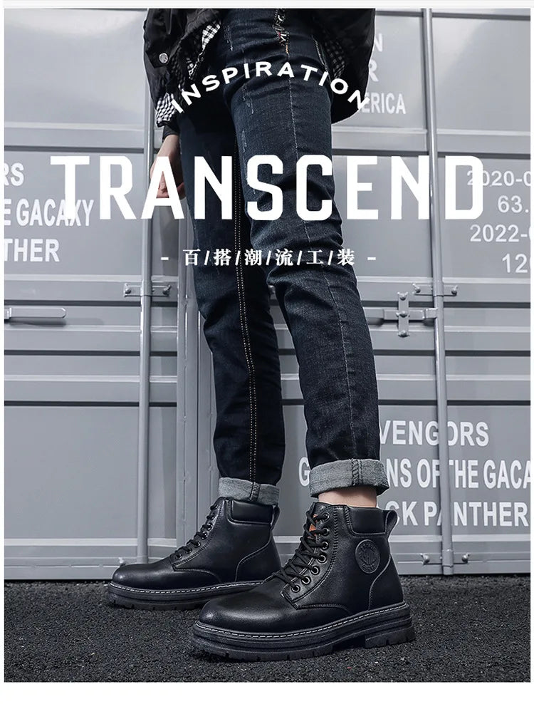 2025 Autumn New Men's Luxury Boots Comfortable Breathable Waterproof Men's Shoes Fashionable Men's Work Boots Motorcycle Boots