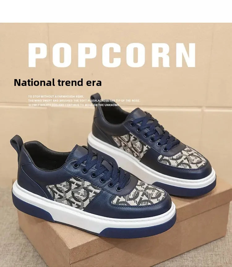 2025 Spring New Men's Shoes All Fashion Increase Board Shoes Senior Sense Retro Bar Fashion Shoes Non-slip Street Casual Shoes