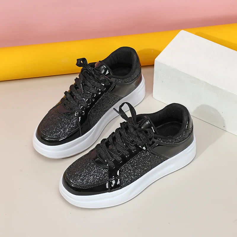 Women Shoes Spring 2024 New Fashion Vulcanized Sneakers for Women Casual Shoes Outdoor Walking Footwear Size 36-45 Gold Silver