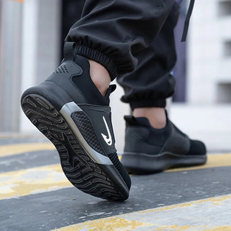 Steel Toe Men's Work Shoes Slip Resistant Lightweight Sole Tough Comfortable Shoes Man Safety Shoes Fashions Outdoor Sneaker