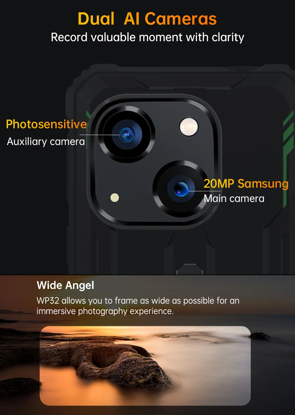 OUKITEL WP32 12GB(4+8) 128GB Mobile Phone IP68, Octa-Core, 6.0" HD+, Unbreakable Smartphone 6300mAh Android 13