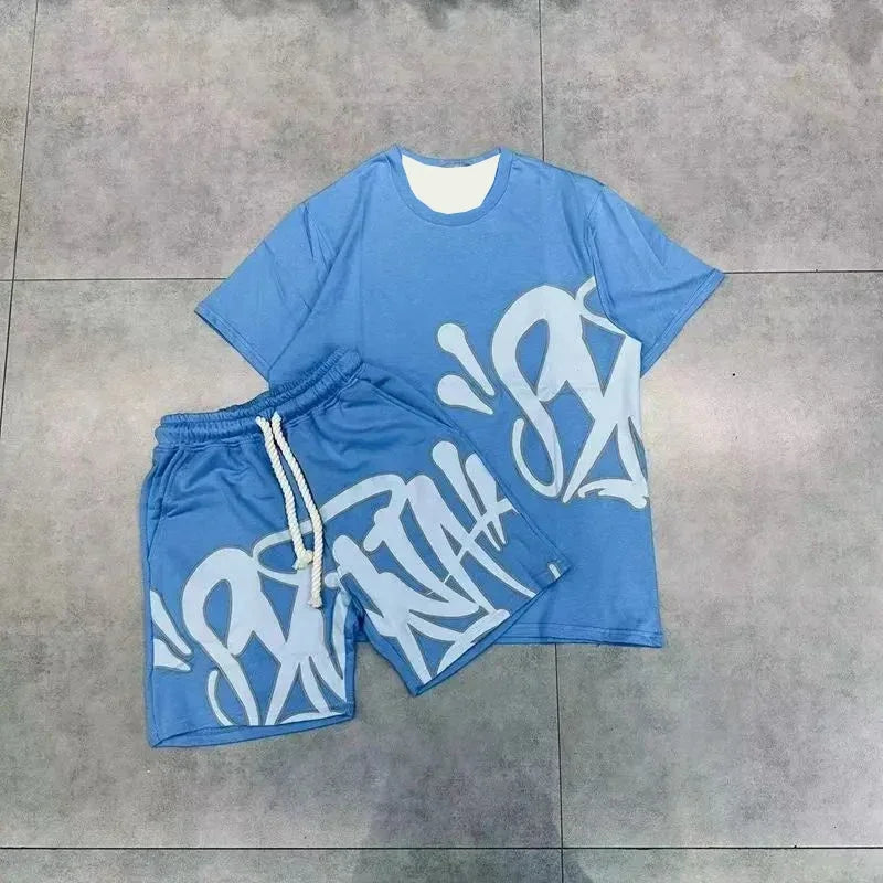 男士短袖T卹短褲兩件戶外跑步訓練服夏季速乾吸汗運動套裝