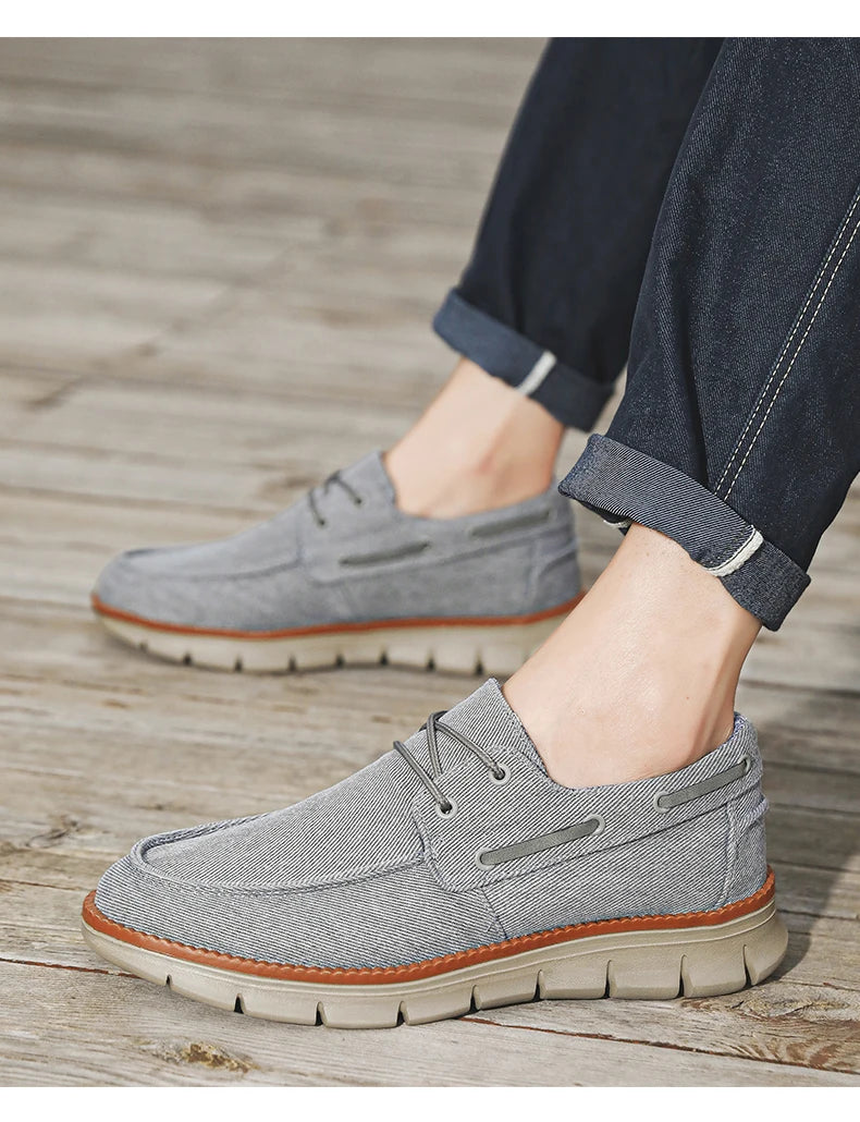 Men Canvas Sneakers with Soft Soles Casual Breathable Non-slip Men's Cloth Shoes Boat Shoes Men Comfortable Vulcanized Shoes