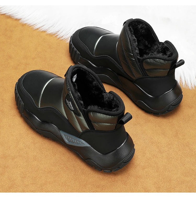 Couple's Slip-on Snow Boots New Man Warm Ankle Boots Outdoor Men's Winter Casual Velvet Thickening PlushCotton Non-Slip Shoes