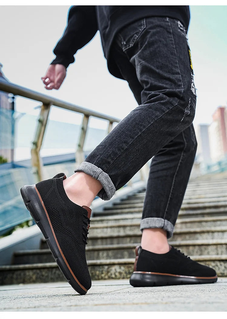 STRONGSHEN Men Casual Handmade Shoes Mesh Breathable Sneakers Business Fashion Business Formal Shoes for Men Trainers Zapatos