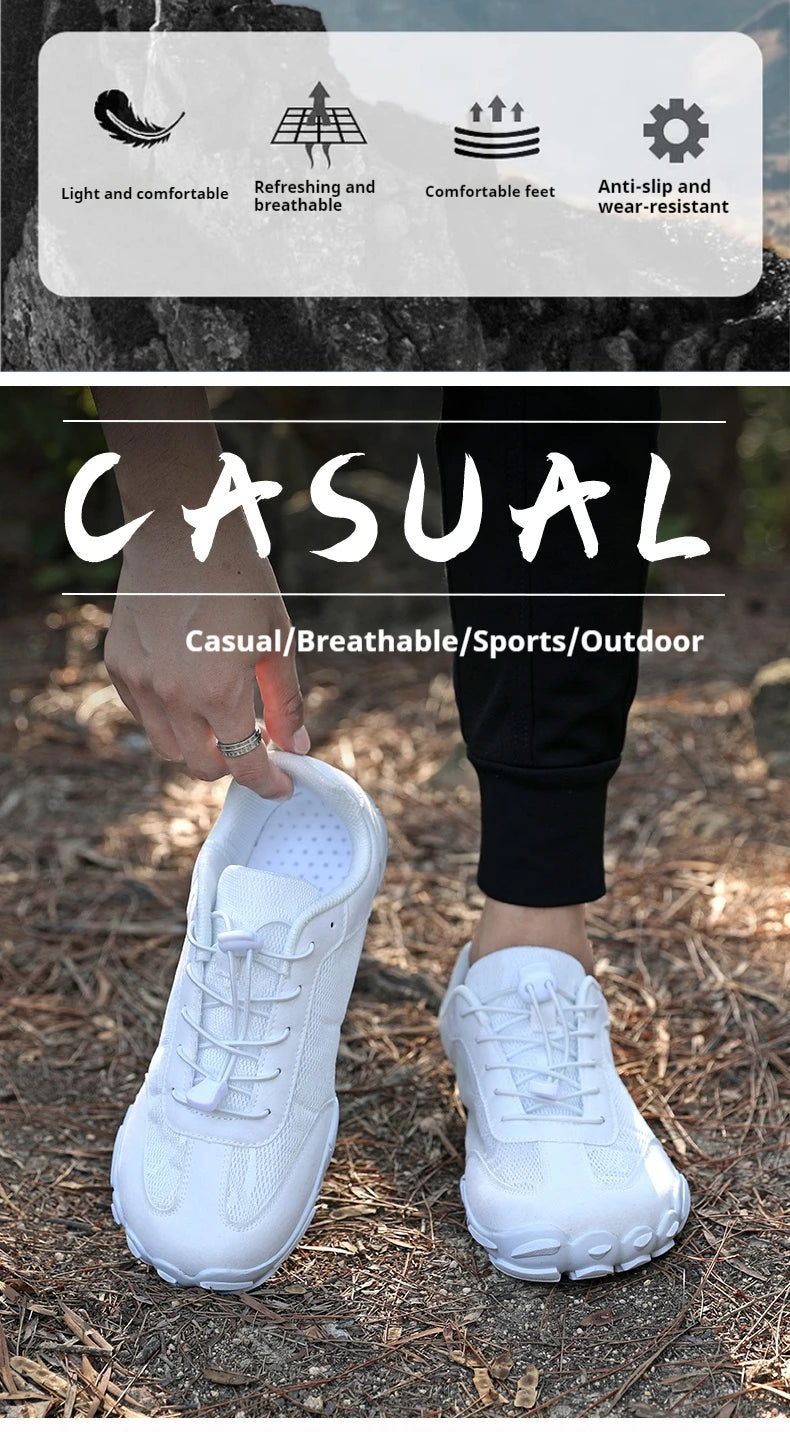 Wide Fit Sneakers for Men and Women Zero Drop Barefoot Shoes with Elastic Band for Beach Hiking and Daily Wear