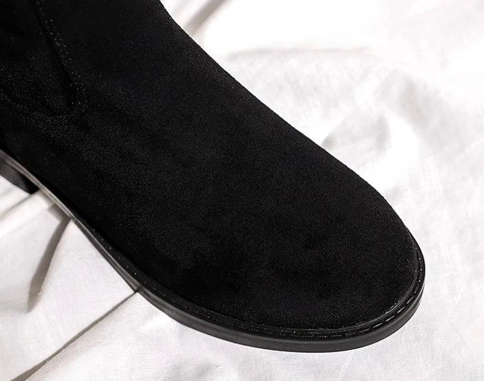 Shoes for Woman Middle Heel Footwear Winter Knee High Shaft Women's Boots Long Flat Gothic Spring Autumn Demi-season Quality Hot