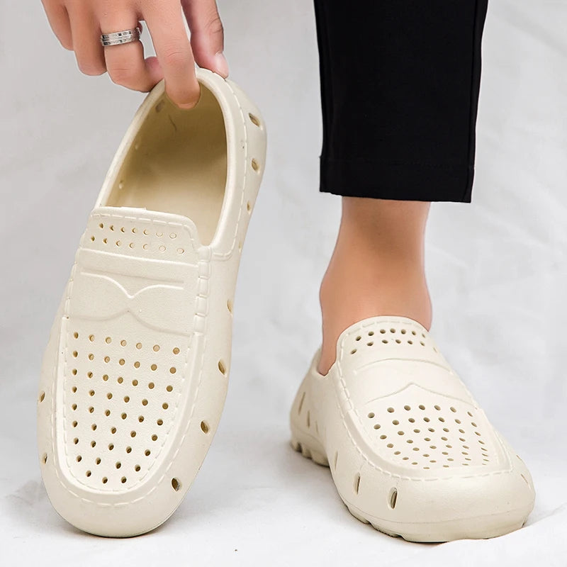 Comforty Men Slippers Summer Men's Slip On Loafers Waterproof Sandals Fashion Men's Beach Flip Flops Soft Sandals With Support