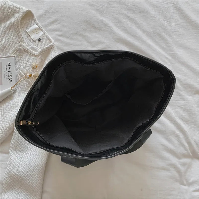 Waterproof Tote Bag for Women Puffer Cotton Padded Shoulder Bag Large Capacity Ladies Handbags Quilted Work Commute Shopping Bag