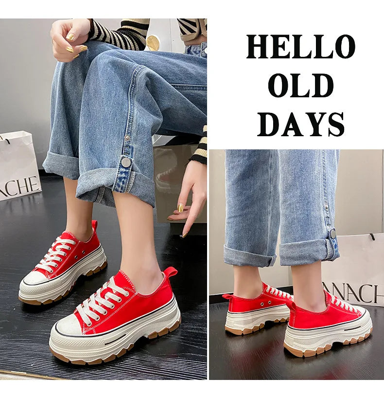 Canvas Womens Shoes High Platform Sneakers for Women 2023 New Breathable Woman Tennis Shoes Casual Women's Tennis Scarpe Donna