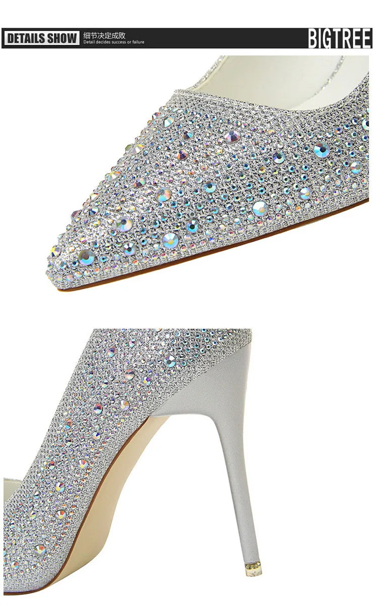 Rhinestone Women Pumps Sexy Stiletto Women High Heels Pointed Toe Women Heels Pumps Women Shoes Party Wedding Shoes Scarpe Donna