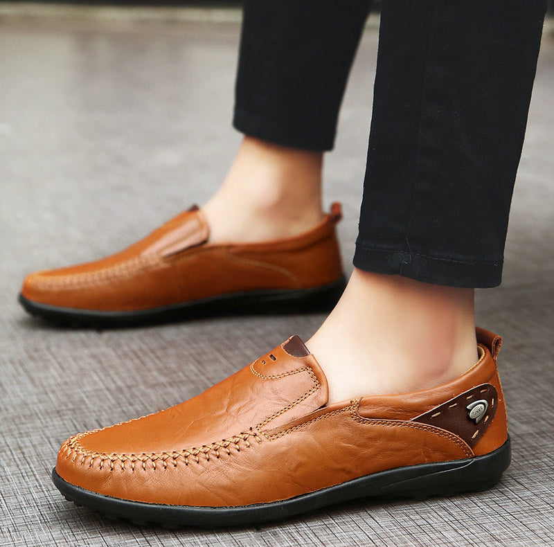 Men Shoes Casual Luxury Brand Genuine Leather Italian Men Loafers Moccasins Slip on Mens Driving Shoes Black Brown Plus Size 47