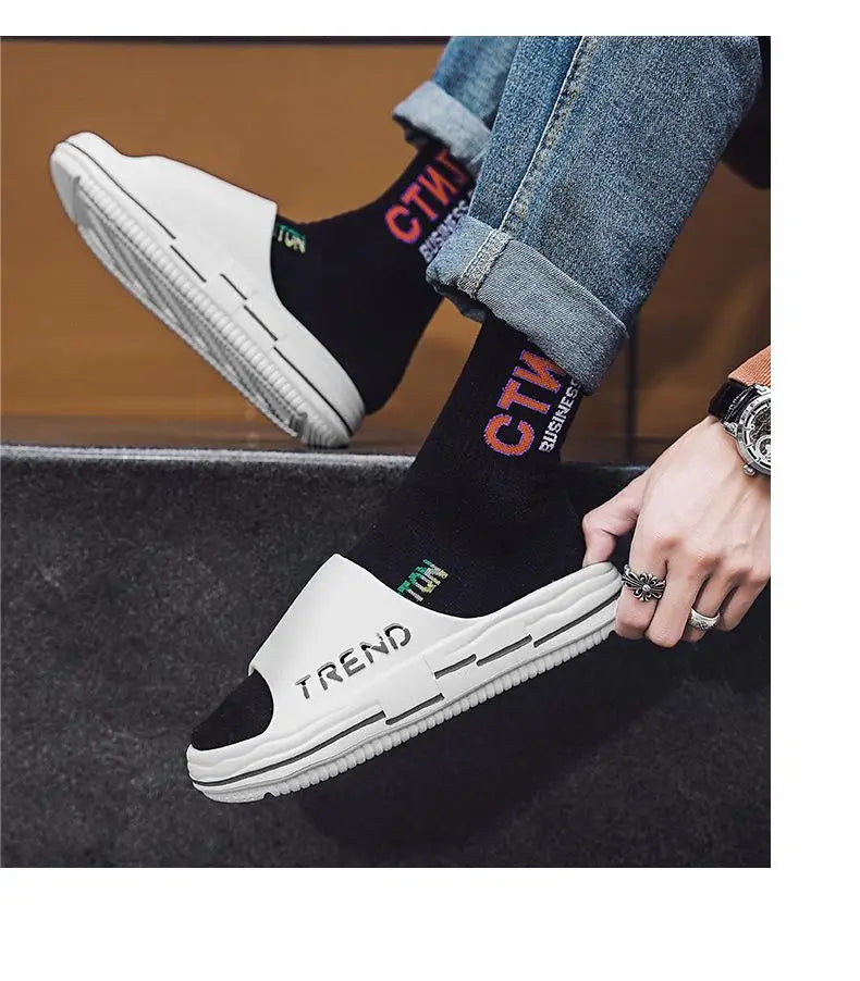 Men's Non-Slip EVA Platform Slides Comfortable Soft Sole Cloud Slippers For Indoor Outdoor Bathroom Beach Summer Sandals for Men