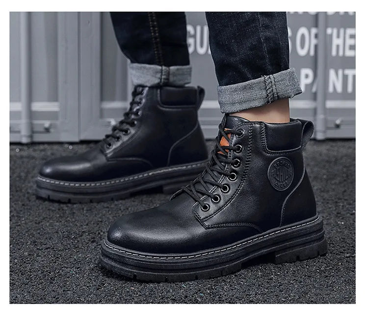 2025 Autumn New Men's Luxury Boots Comfortable Breathable Waterproof Men's Shoes Fashionable Men's Work Boots Motorcycle Boots