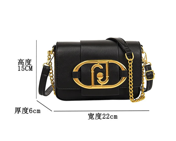 Designer Handbags For Women Leather Metal Buckle Flap Square Shoulder Bags Fashion 2024 Ladies Messenger Bags Females Casual