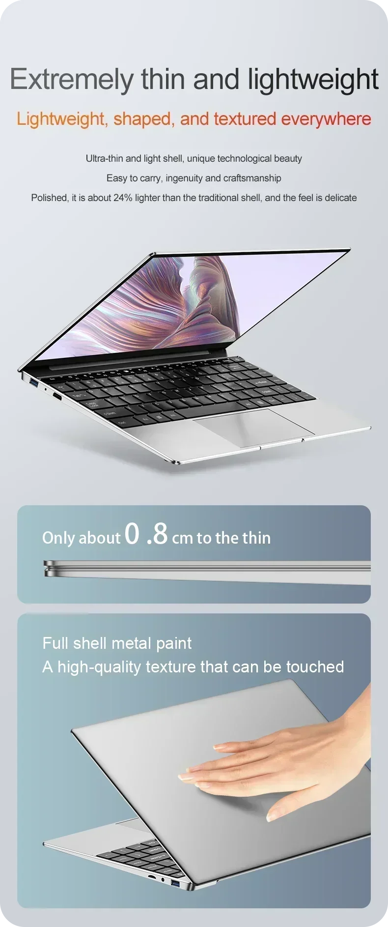 LENO 14.1" Ultra Slim Laptop 16GB RAM 2TB SSD Windows 11 Intel N3700 Notebook Gamer 1920*1080  Display Office Study Computer PC