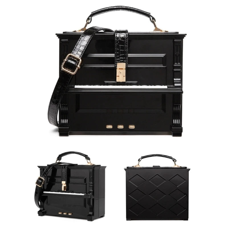 Women Vintage Acrylic Piano Shaped Clutch Box Shoulder Bag Elegant Evening Crossbody Handbag Top Handle Purse Dropship