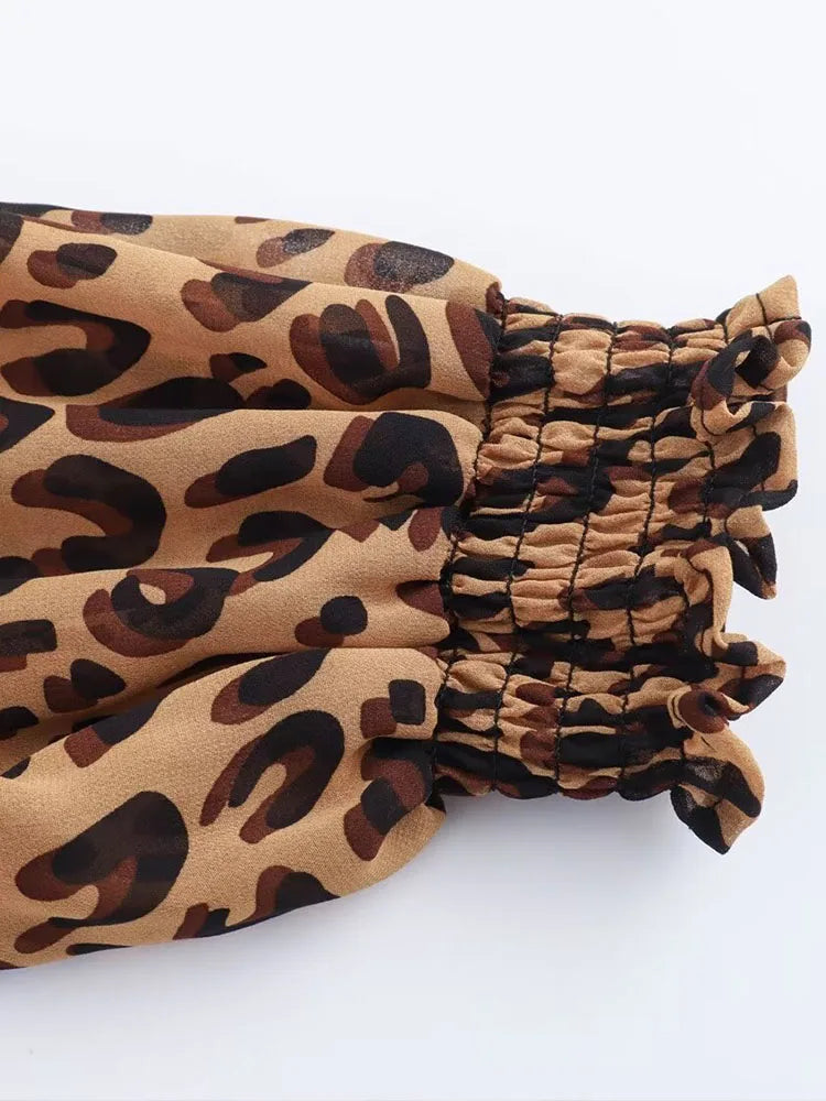 European and American style women's clothing new 2024 fashion retro leopard print long slim temperament dress