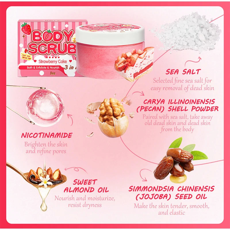 Fruity Body Scrub Remove Grease, Clean Body And Bath Salt. Moisten Prevent Dry Skin Scrub Cream Body Cleaning Products