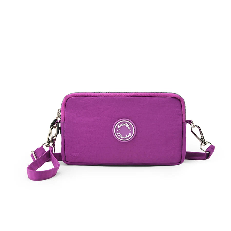 Fashion solid color triple zipper large capacity ladies crossbody travel portable popular zipper coin purse phone wallet