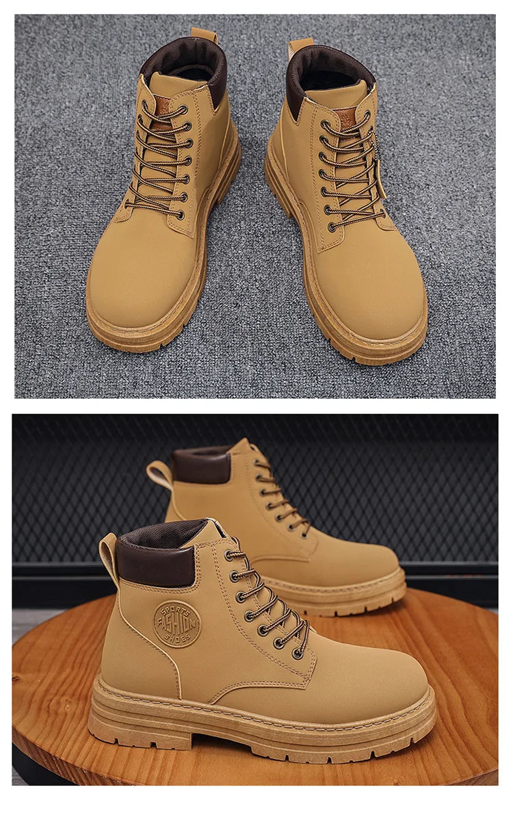 2025 Autumn New Men's Luxury Boots Comfortable Breathable Waterproof Men's Shoes Fashionable Men's Work Boots Motorcycle Boots