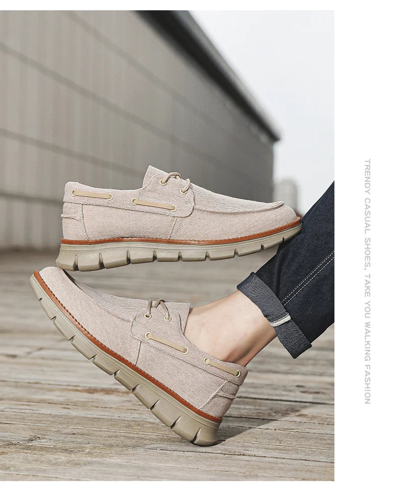 Men Canvas Sneakers with Soft Soles Casual Breathable Non-slip Men's Cloth Shoes Boat Shoes Men Comfortable Vulcanized Shoes