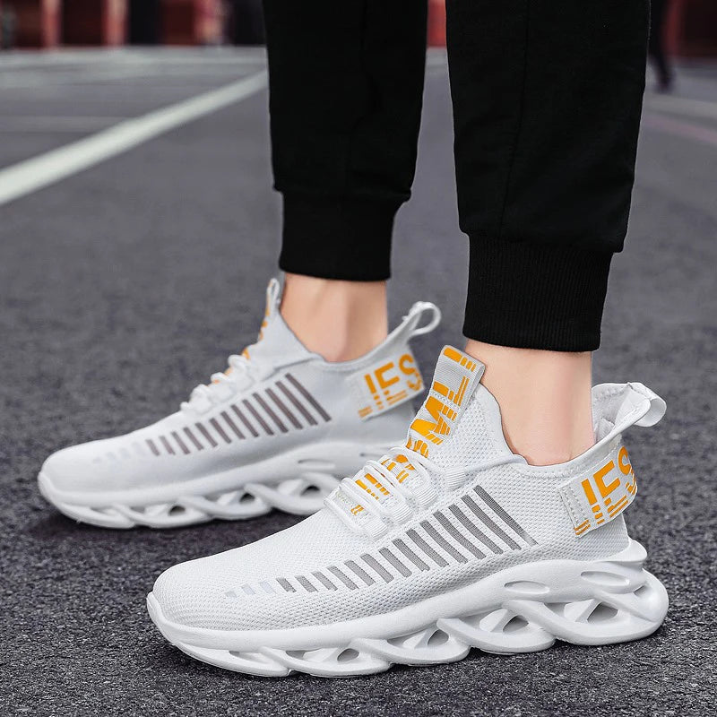 YRZL Men Shoes Comfortable Casual White Sneakers Breathable Platform Running Shoes for Men Mesh Tenis Sport Shoes for Men