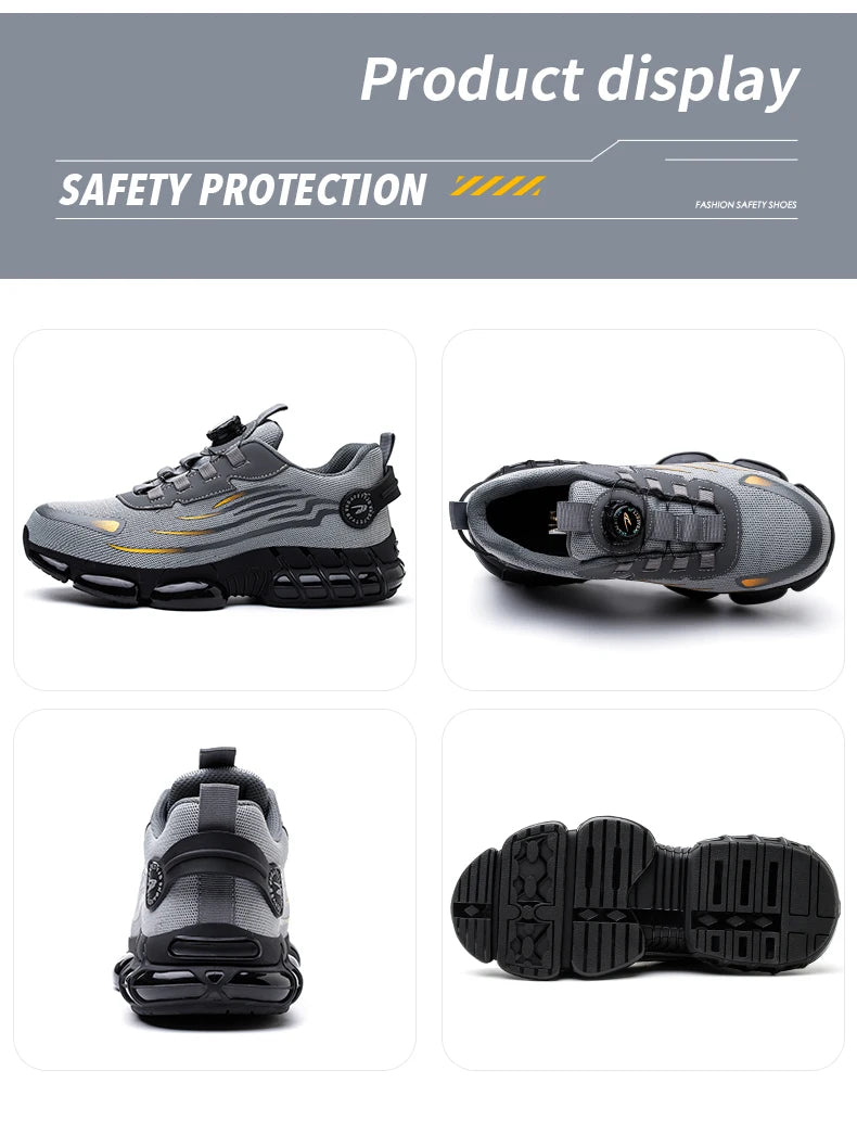 Rotating Button Safety Shoes Men Anti-smash Anti-puncture Work Shoes Fashion Men Safety Sport Shoes Security Protective BootsMen