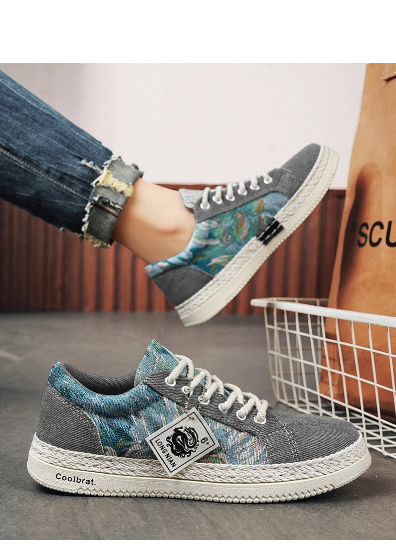 Canvas Men's Shoes Versatile Summer Trend Sports And Leisure Low Top Board Shoes Men's Cloth Shoes Soft Soles Work Shoes