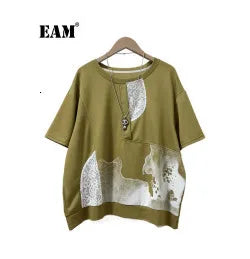 EAM Black Color-block Sequins Big Size Blazer Women New Lapel Long Sleeve Jacket Fashion Tide Spring Autumn 2025 CPG1490