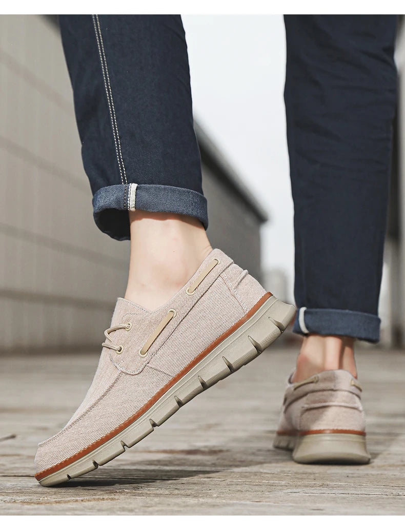 Men Canvas Sneakers with Soft Soles Casual Breathable Non-slip Men's Cloth Shoes Boat Shoes Men Comfortable Vulcanized Shoes