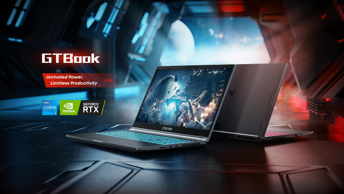 CHUWI GTBook Laptop Intel i5-12450H RTX 3050 15.6 Inch 144Hz 16GB DDR4 512GB SSD Windows 11 Pro WIFI 6 M.2 Up To 1T RJ45*1