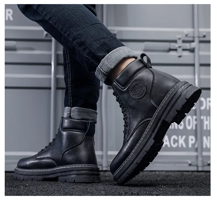 2025 Autumn New Men's Luxury Boots Comfortable Breathable Waterproof Men's Shoes Fashionable Men's Work Boots Motorcycle Boots