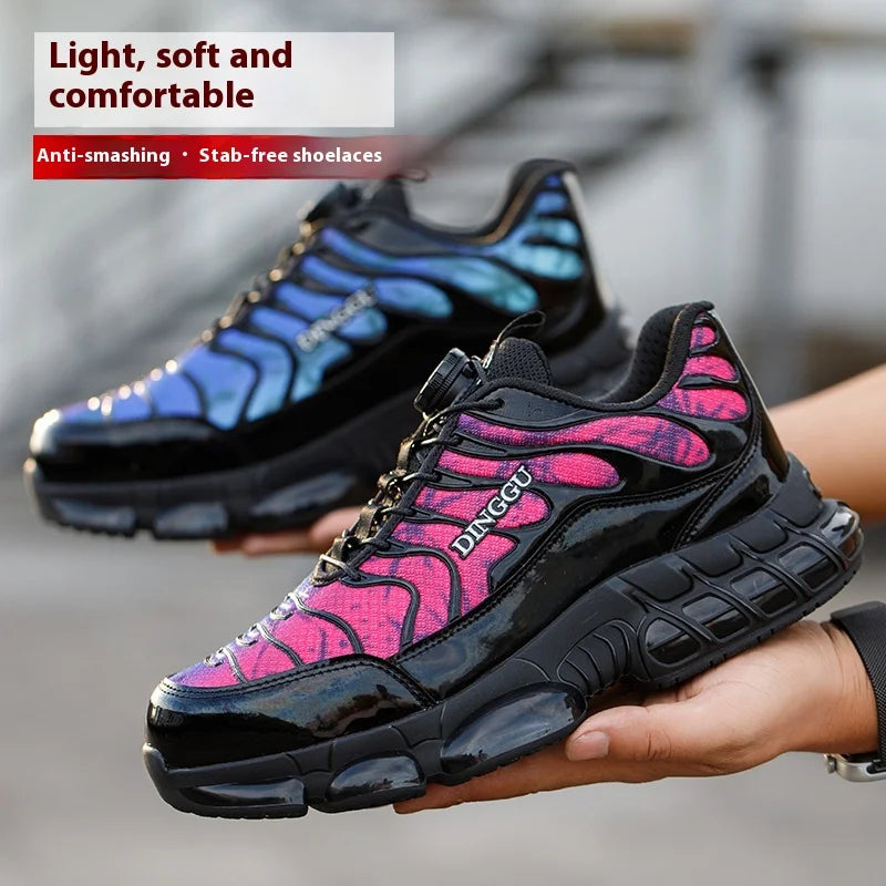 Rotating Buttons Safety Shoes Men Fashion Work Sneakers Steel Toe Shoes High-quality Work Shoes Puncture-Proof Protective Shoes