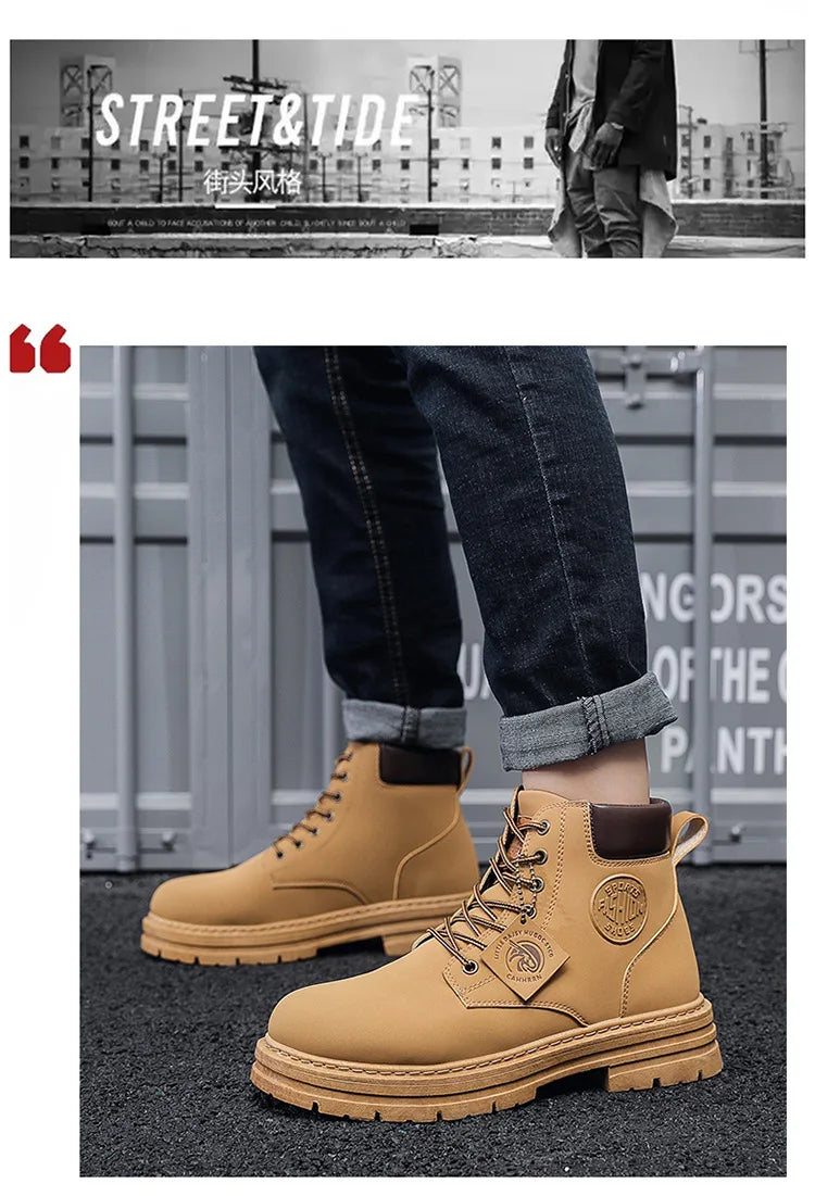2025 Autumn New Men's Luxury Boots Comfortable Breathable Waterproof Men's Shoes Fashionable Men's Work Boots Motorcycle Boots