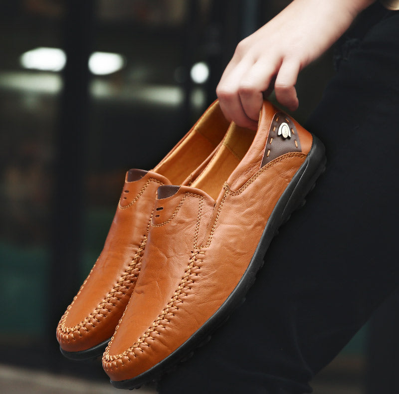 Men Shoes Casual Luxury Brand Genuine Leather Italian Men Loafers Moccasins Slip on Mens Driving Shoes Black Brown Plus Size 47