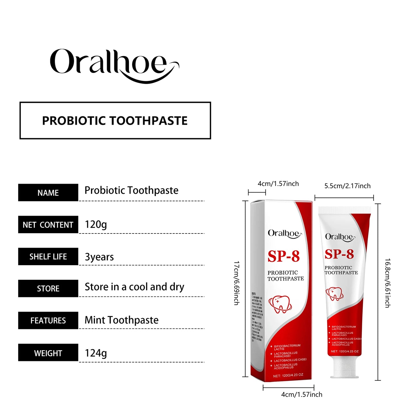 Sp-8 Probiotic Toothpaste Brightening Mint Fresh Breath Deep Cleaning Remove Plaque Stains Oral Hygiene Teeth Whiten Toothpaste
