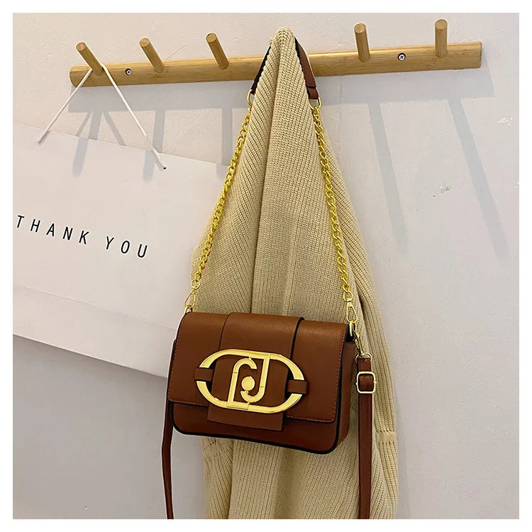 Designer Handbags For Women Leather Metal Buckle Flap Square Shoulder Bags Fashion 2024 Ladies Messenger Bags Females Casual