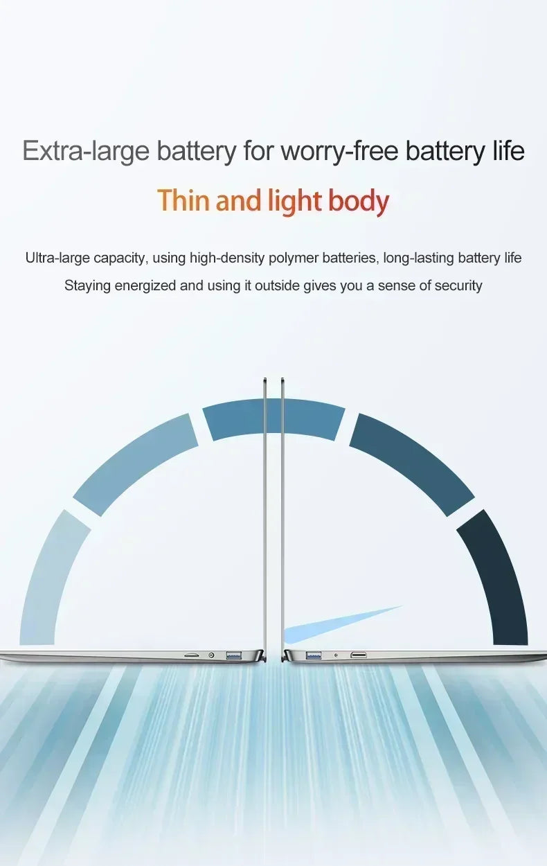 LENO 14.1" Ultra Slim Laptop 16GB RAM 2TB SSD Windows 11 Intel N3700 Notebook Gamer 1920*1080  Display Office Study Computer PC