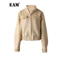 EAM Black Color-block Sequins Big Size Blazer Women New Lapel Long Sleeve Jacket Fashion Tide Spring Autumn 2025 CPG1490