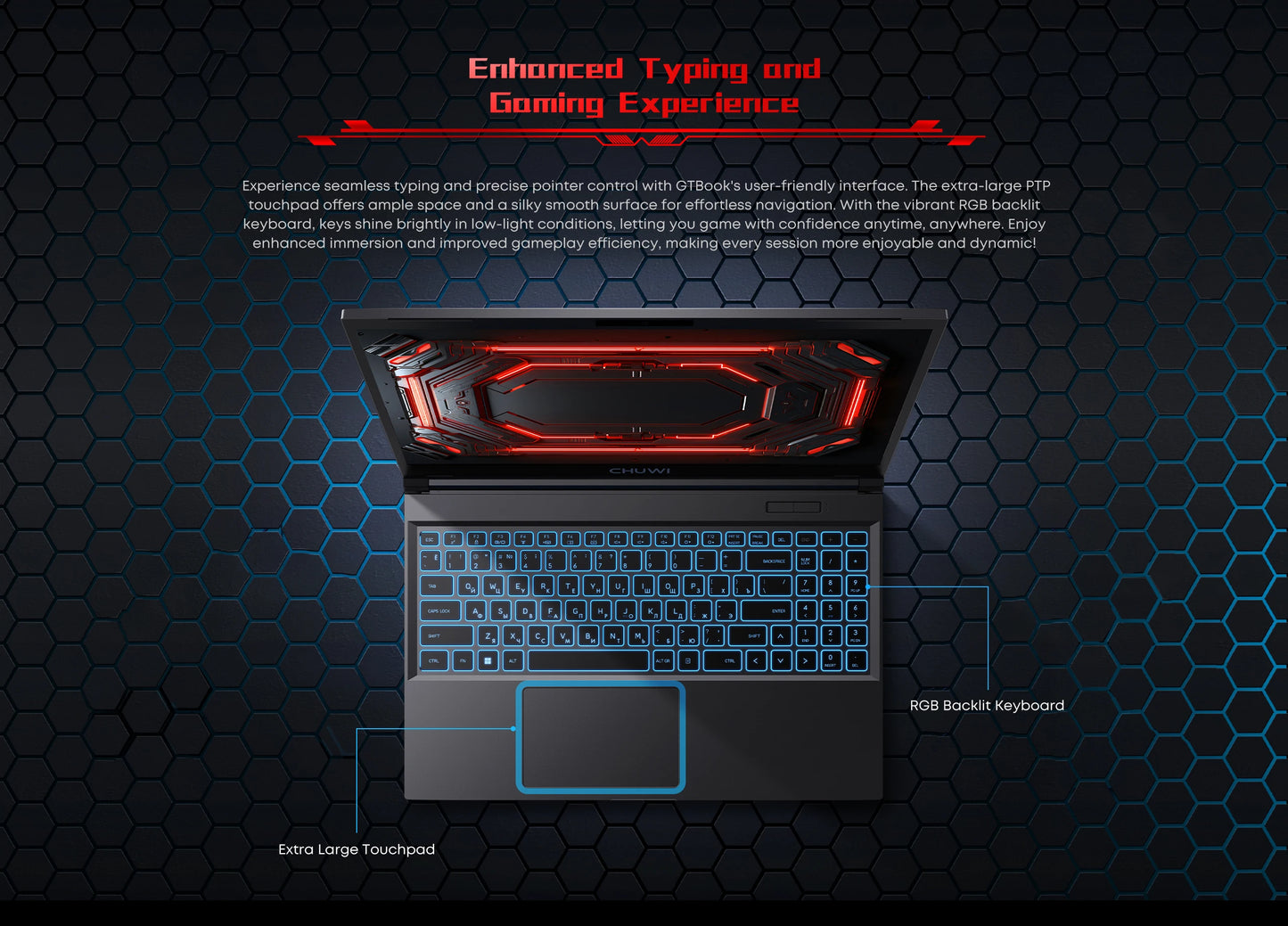 CHUWI GTBook Laptop Intel i5-12450H RTX 3050 15.6 Inch 144Hz 16GB DDR4 512GB SSD Windows 11 Pro WIFI 6 M.2 Up To 1T RJ45*1