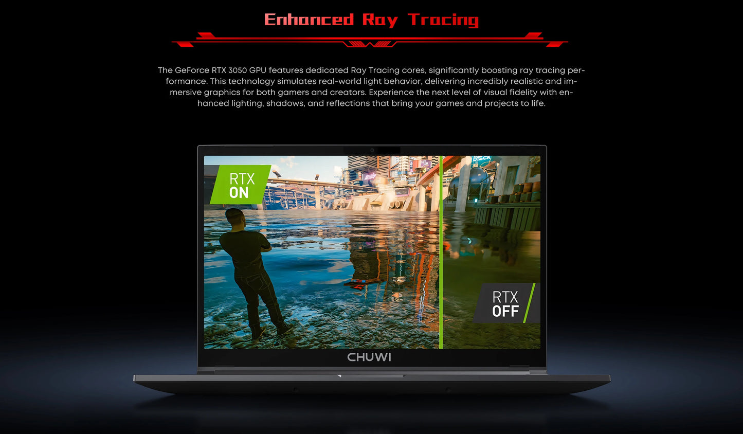 CHUWI GTBook Laptop Intel i5-12450H RTX 3050 15.6 Inch 144Hz 16GB DDR4 512GB SSD Windows 11 Pro WIFI 6 M.2 Up To 1T RJ45*1