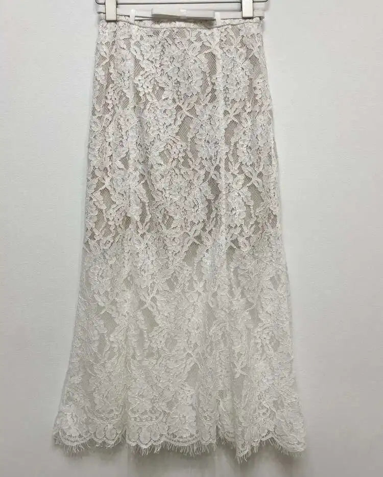 Luxury Lace Long Dress 2 Piece Sets Women 2025 Summer Holiday Hollow Out Embroidery Crystal Beaded Jackets Tops Maxi Skirt Suits