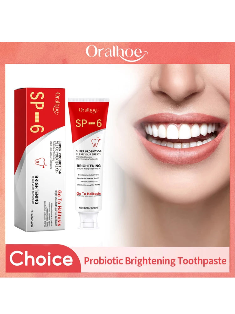 Sp 6 Probiotic Brightening Toothpaste Tooth Whitening Plaque Stains Remover Improves Yellow Teeth Lasting Oral Refreshing Care
