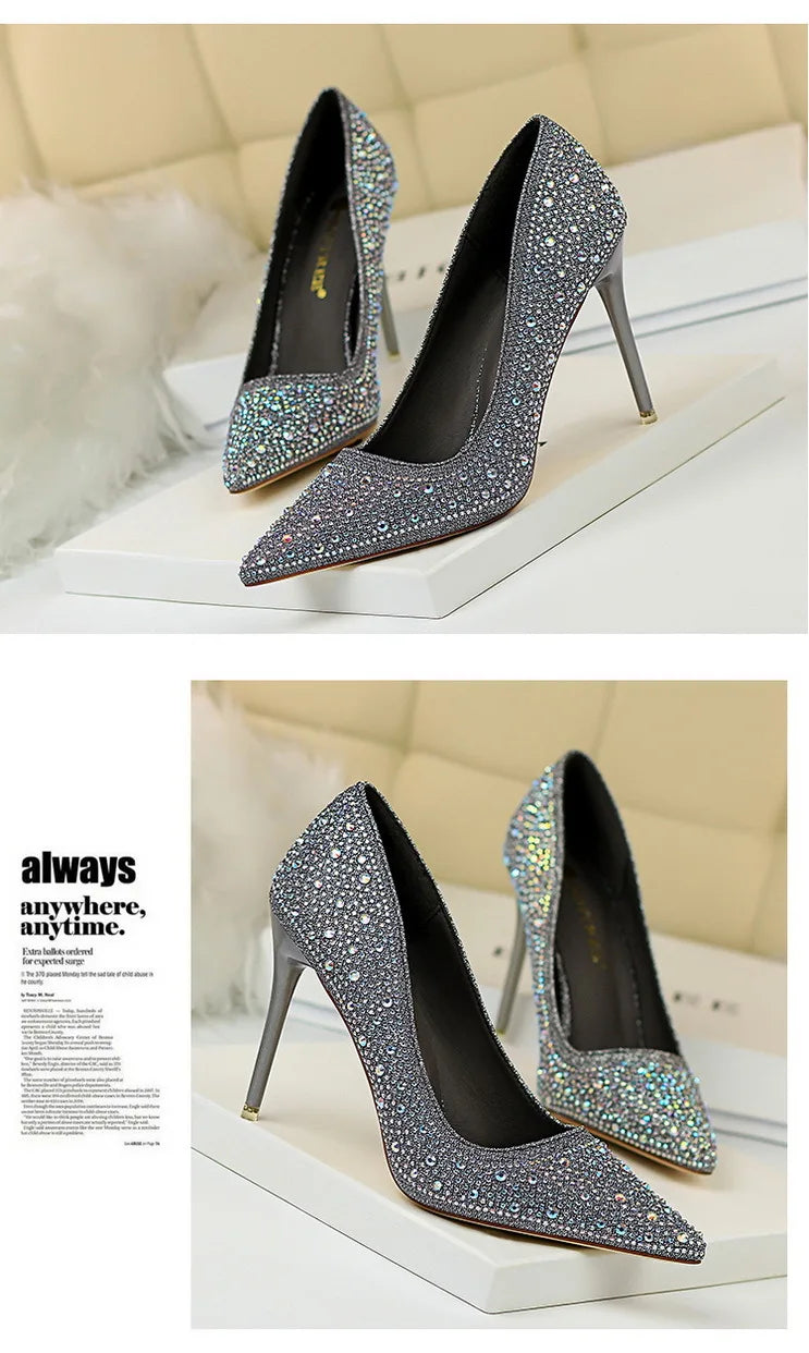 Rhinestone Women Pumps Sexy Stiletto Women High Heels Pointed Toe Women Heels Pumps Women Shoes Party Wedding Shoes Scarpe Donna