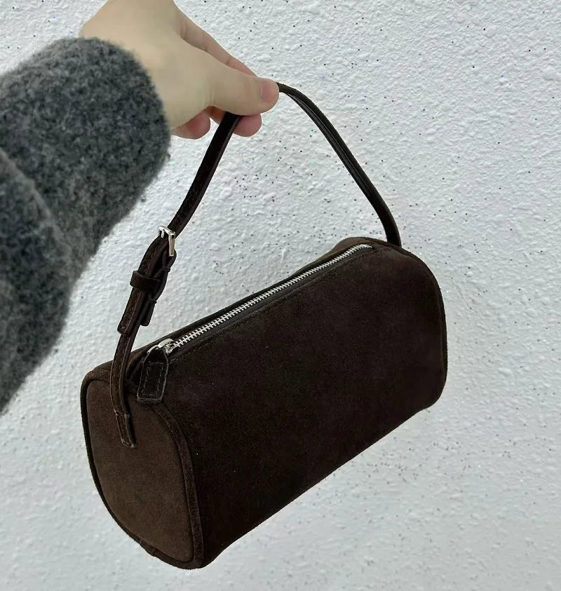 VIELINE Women's  Pencil Bag Pillow Bag Genuine Leather Underarm Hobo Bag Day Clutches Ladies Simple Design Mini Purse