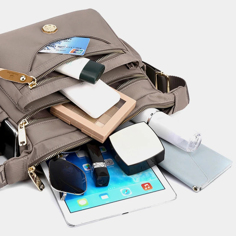 New Female Nylon Bag Casual Shoulder Bag Multi-layered Phone Bag Multi-pocket Shoulder Bag Solid Color Ladies Crossbody Bag
