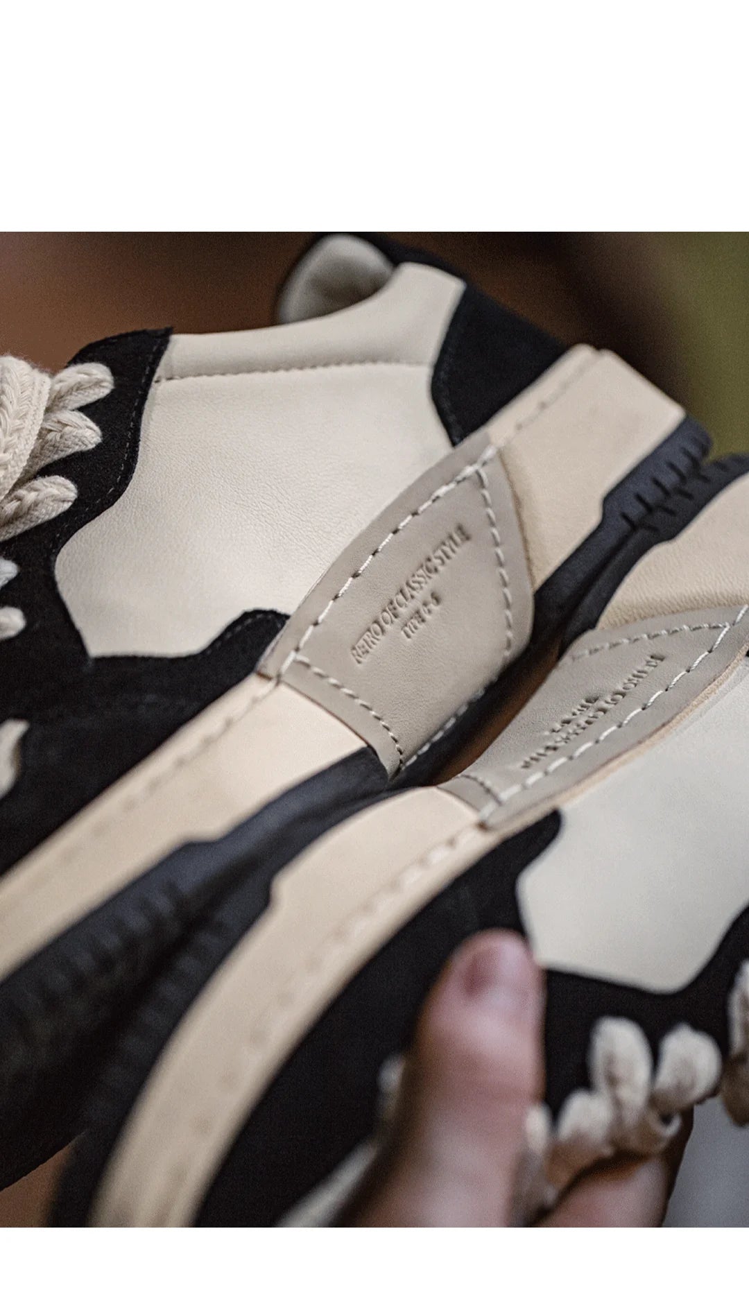 Maden New Casual Low-Top Black and White Spliced Sneakers Men's Versatile Sports Shoes for Autumn Lace-up Skateboarding Shoes