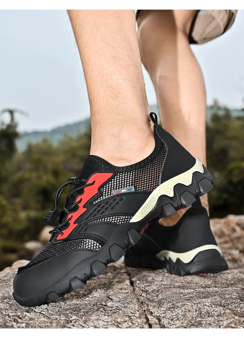 Summer Men's Hiking Shoes Mesh Breathable Sneakers Outdoor Light Men Trekking Trails Shoes Male All Day Walking Work Sneakers