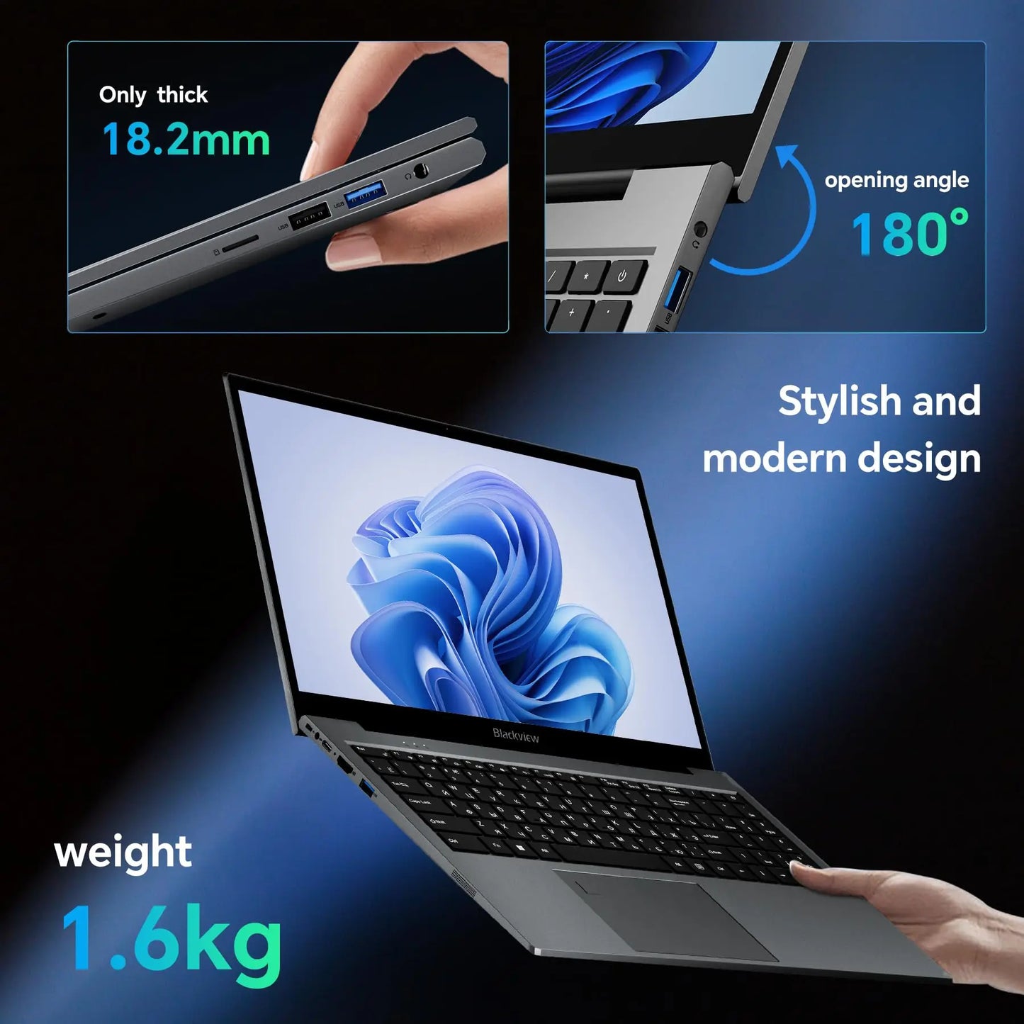 Blackview AceBook 8 Laptop 15.6" 12th Gen Intel Alder Lake N97 16GB RAM 512GB SSD + expansion up to 1TB Windows 11 Home 15.6"